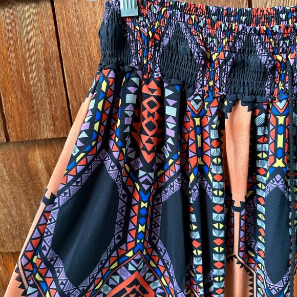NWT Anthropologie Tribal Print Maxi Skirt With Elastic Smocked Waist in X-Small - Picture 9 of 14